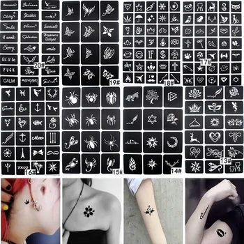 10 Листов/лот, Многоразовые трафареты для татуировок, Аэрография для женщин, мужчин, детей, флэш-краска для боди-арта, Блестящие трафареты для татуировок, наклейка