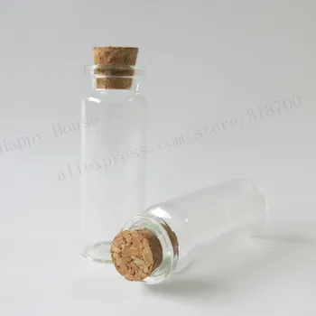 100 шт./лот, стеклянная бутылка объемом 15 мл с деревянной пробкой, прозрачный цвет, обжимное горлышко, стеклянный контейнер, декоративная бутылка, бутылка для рукоделия