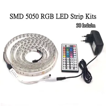 2 м 3 м 5 м SMD 5050 RGB Светодиодные ленты Комплекты ИК-контроллеров С Питанием Водонепроницаемая Осветительная Лампа Лента Для Украшения Спальни И Сада