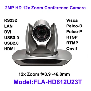 2-Мегапиксельная IP-потоковая камера с разрешением 1080P60 кадров в секунду 12X с широким углом обзора 72 градуса PTZ с одновременным выходом DVI и USB 2.0 USB3.0 Серебристого цвета