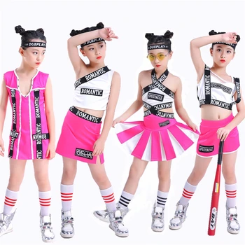 2021 Новые Танцевальные Костюмы в стиле хип-хоп Для Девочек, Розовая Детская Одежда для Черлидинга, Детская Одежда Для Джазовых Танцев, Уличная Одежда Для Выступлений