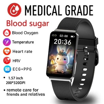 2023 Новые умные часы для здоровья для женщин, Измеряющие уровень глюкозы в крови, кровяное давление, Термометр для ЭКГ, Модные водонепроницаемые умные часы