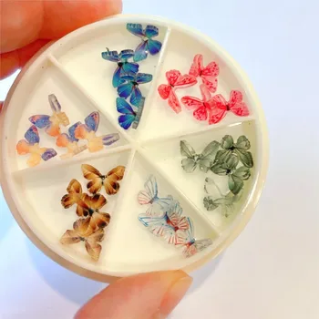 30 шт./кор. 3D красочные стразы для дизайна ногтей с бабочками, сделай сам, маникюр, 8x7 мм, акриловые украшения для ногтей с бабочками, украшение для маникюра