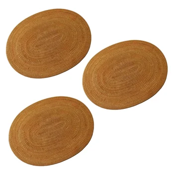 3X Салфетки из ротанга, овальные коврики для круглого стола, нескользящий термостойкий коврик для столовых приборов, натуральный универсальный коврик для столовых приборов 30x40 см