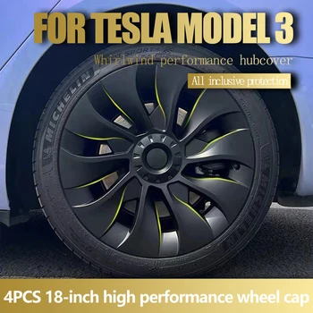 4ШТ 18-дюймовый Колпачок Ступицы для Tesla Model 3 2018-2023 Замена ступицы колеса Правая и Левая Ступица, Полная крышка обода, Аксессуары
