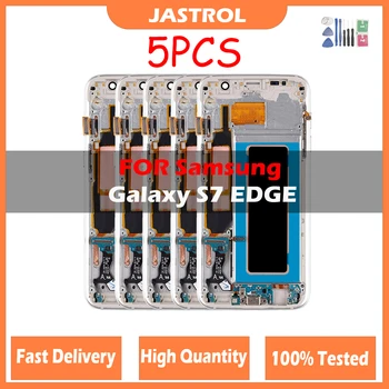 5 шт./лот ЖК-дисплей Для SAMSUNG Galaxy S7 edge ЖК-дисплей G935F SM-G935FD Сенсорный Дигитайзер В Сборе Запасные Части Wifh Рамка