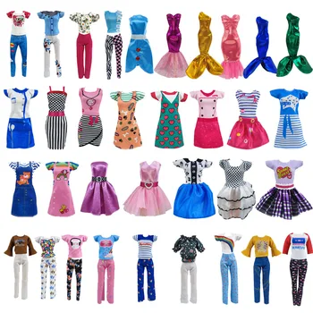 54 шт./компл. Аксессуары для куклы Барби своими руками = 34 шт. Одежда + 10 обуви + 10 пакетов для 11,8-дюймовой куклы Барби и BJD, игрушки для девочек, детские игрушки