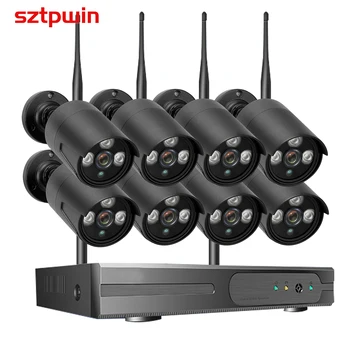 8-Канальный аудио 3-Мегапиксельный HD Беспроводной видеорегистратор Комплект P2P для помещений и Улицы ИК ночного Видения Аудио Безопасности IP-камера WIFI CCTV SystemEseecloud