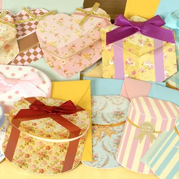 8 шт. подарочные карты в форме винтажной коробки с цветами, мини-открытки с цветочным сообщением