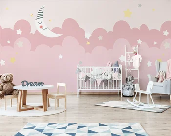 beibehang Индивидуальный современный новый прикроватный фон для детской комнаты для девочек, розовые обои для спальни, обои из папье-маше