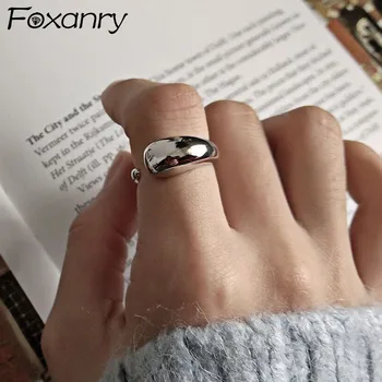 Foxanry Минималистичные кольца серебряного цвета для женщин, Новая мода, капли воды ручной работы, День Рождения, ювелирные изделия на Палец, подарки