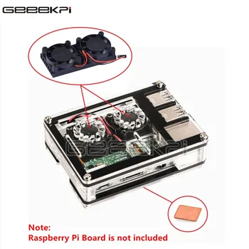 GeeekPi Нарезанный 9-Слойный Акриловый чехол-коробка с двойным вентилятором Двойные Охлаждающие Вентиляторы Радиатор для Raspberry Pi 3/2 Модель B, не для 3B +