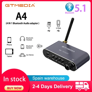 GTMEDIA A4 Bluetooth 5.1 Передатчик Приемник AUX 3,5 мм RCA R/L Оптический Беспроводной Музыкальный Аудиоадаптер Пульт дистанционного управления для автомобильного комплекта