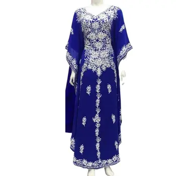 Kurtas Abaya Дубай Марокканский кафтан Фараша Арабский Необычный Королевский синий с вышивкой