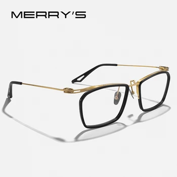 MERRYS DESIGN Очки в квадратной оправе из чистого ацетата титана, Рецептурные очки для мужчин, Оптические очки S2430