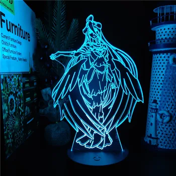 Overlord Albedo 3D Иллюзионная лампа, аниме Светодиодный ночник для детской спальни, Декор, ночник, красочный USB Настольный светильник, Манга, Подарки