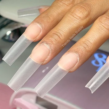 XXL Длительное нажатие на конусообразные квадратные кончики ногтей Гель X System Прозрачное полное покрытие Накладных ногтей наконечник 240 шт./пакет