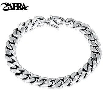 ZABRA 2 Винтажный браслет-цепочка для мужчин и женщин, Любовник, ширина 10 мм, 8 мм, твердое серебро 925 Пробы, байкерский подарок, модные украшения