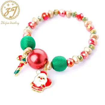 Zhijia, браслеты с Рождеством, бусины, камень, женские браслеты, колокольчики Санта-Клауса, носки, Снеговик, снежинка, женские браслеты, подарки