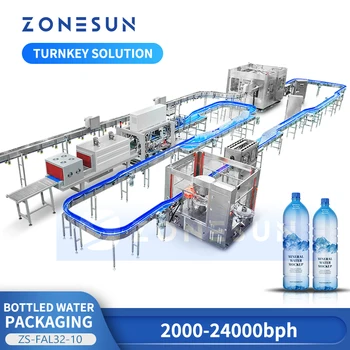 ZONESUN Интегрированная линия по упаковке бутилированной воды Готовое решение Оптимизированное производство ZS-FAL32-10