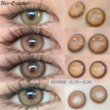 Био-эссенция Colorcon 1 Пара Корейских линз, цветные контактные линзы со степенью близорукости, Коричневые линзы, натуральные линзы для глаз