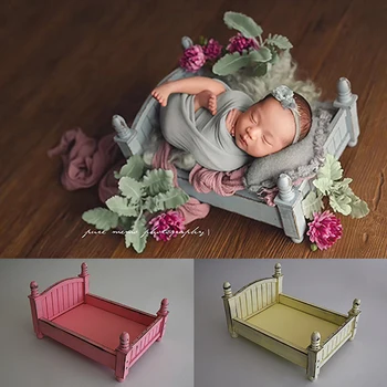 Винтажная деревянная кровать для фотосессии новорожденных, Реквизит для детской Фотосессии, Мебель Для студийных Фотосъемок, детская кроватка, аксессуары для студии