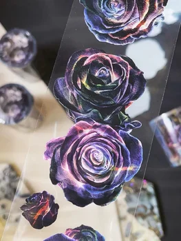Винтажный темно-черный Розовый Васи ПЭТ для изготовления открыток, декоративная наклейка для скрапбукинга 