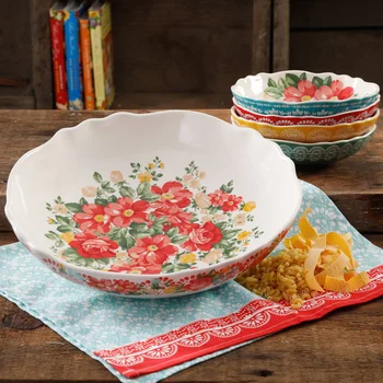 Винтажный цветочный набор посуды для макарон из 5 предметов