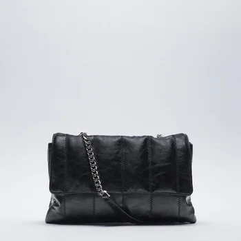 Высококачественная черная кожаная стеганая сумка через плечо в полоску для женщин, фирменный дизайн, женская сумка на металлической цепочке для подмышек, новинка осени 2023