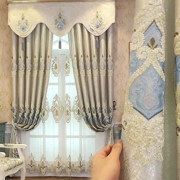 Европейские шторы для гостиной, спальни, изготовленные на заказ из высококачественной легкой роскошной текстуры, благородной элегантной жаккардовой пряжи с вышивкой