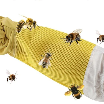 Желтая Овчина Дышащая Желтая Сетчатая Пчелиная Перчатка Вентилируемая Профессиональная Защита От Пчел Для Пчеловодства Улей Пчеловода