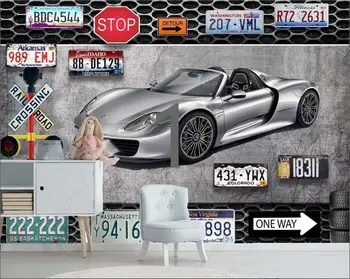 изготовленная на заказ фреска фотообои 3d Промышленная цементно-кирпичная стена супер спортивный автомобиль декор гостиной обои для стен в рулонах 3d
