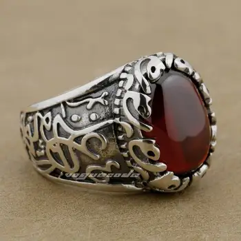 Кольца для женщин Красный CZ Камень Стерлингового серебра 925 Пробы с декоративным рисунком Модное кольцо 9K015