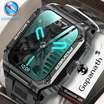 Компас Военные Смарт-часы Мужские Пульсометр Фитнес-Трекер Ip68 Водонепроницаемый 1,95-дюймовый 400 мАч Bluetooth Вызов SmartWatch 2023 новый