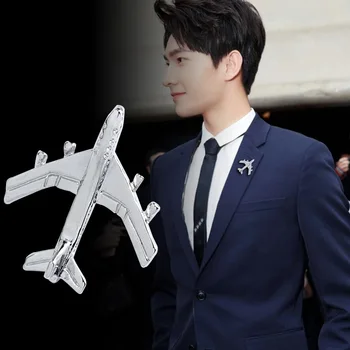 Корейская брошь в виде маленького самолетика, значок на лацкане реактивного самолета для женщин и мужчин, свитер, Шаль, Броши на воротнике с пряжкой, Аксессуары