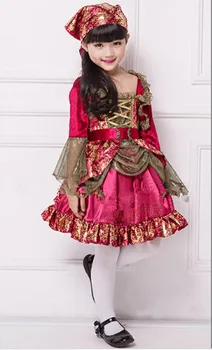 Лидер продаж 2016 года, Бесплатная доставка, Детские костюмы на Хэллоуин, костюм Пирата для девочек, Детская форма для косплея пиратов