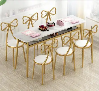 Маникюрный стол и набор стульев экономичный маникюрный магазин, одноместный, двухместный, трехместный, маленький чистый красный простой маникюрный стол
