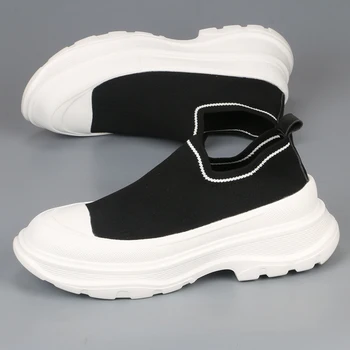 Модная дышащая мужская обувь из ткани Fly на толстой подошве для занятий спортом и отдыха, универсальная обувь с сетчатой поверхностью tide