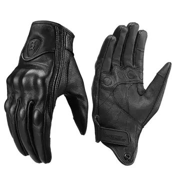 мотоциклетные перчатки из натуральной кожи с полным пальцем, мотоциклетные защитные приспособления, перчатки с сенсорным экраном, прочные перчатки для верховой езды в стиле ретро с полным экраном