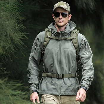 Мужская повседневная водонепроницаемая куртка с капюшоном с несколькими карманами, мягкая оболочка, тактическая мужская одежда для тренировок на открытом воздухе, походная куртка