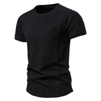 Мужская футболка, однотонные футболки с круглым воротником и короткими рукавами, Мужская футболка, Черные колготки, Мужские футболки