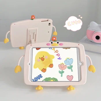 Мягкий чехол 3D Chick для iPad 9-го, 8-го, 7-го, 10-го поколения, детский силиконовый Мультяшный мини 1 2 3 4 5 6 с подставкой