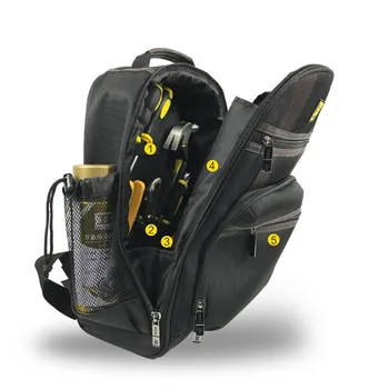 Наплечный комплект Многофункциональный рюкзак для инструментов 1680D Водонепроницаемая сумка для хранения инструментов Рюкзак для электрика/деревообрабатывающего инструмента