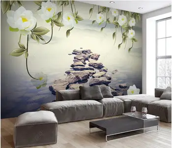 настенная роспись на заказ, 3D фотообои, ретро цветы, роза, озеро, каменный пейзаж, фон для домашнего декора, обои для стен, 3D гостиная