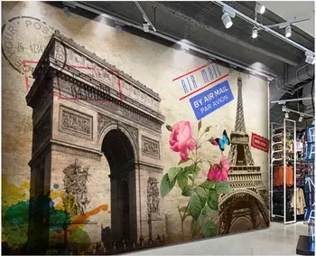 Настенные 3D фотообои на заказ, Ностальгическая Триумфальная арка, Эйфелева Башня, Европейский домашний декор, обои для гостиной на стену 3 d