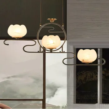 Новая китайская дзен-люстра, Столовая люстра из медного мрамора, Простая входная лампа в чайную комнату в китайском стиле