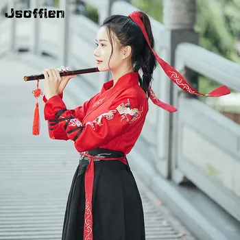 Новая китайская традиционная одежда Hanfu для женщин из древней династии Хань Платье принцессы для танцев Леди Фехтовальщицы Сценический Косплей костюм