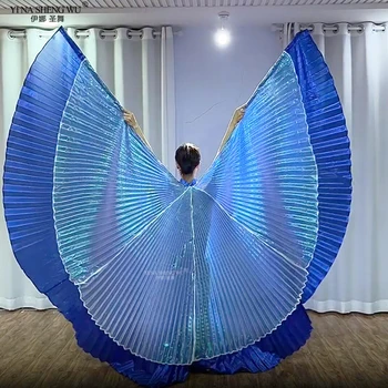 Новые уникальные двухцветные простроченные крылья для Танца Живота для взрослых, Египетские Крылья Изиды, Двухслойный реквизит для танцевального представления, Крылья + палочки