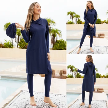 Новый Мусульманский Купальник Burkini 2023 Femme Musulmane Islamic Mujer Clothing Купальный Костюм Скромные Купальники Пляжные Накидки Для Женщин