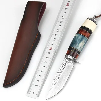 Нож с фиксированным лезвием, деревянная ручка, открытый с K-образным зажимом для ножен, EDC, инструмент для выживания, походный нож